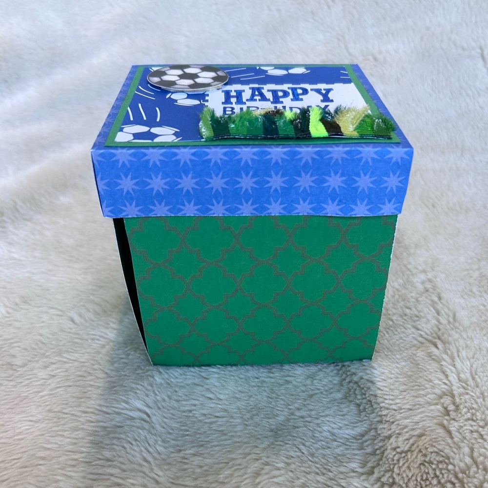 Soccer Themed handmade 3D explosion box Birthday Card - Picture 2 of 5